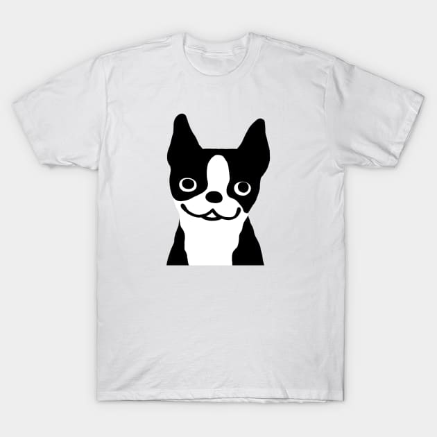 Boston Terrier Smiling Face T-Shirt by Coffee Squirrel